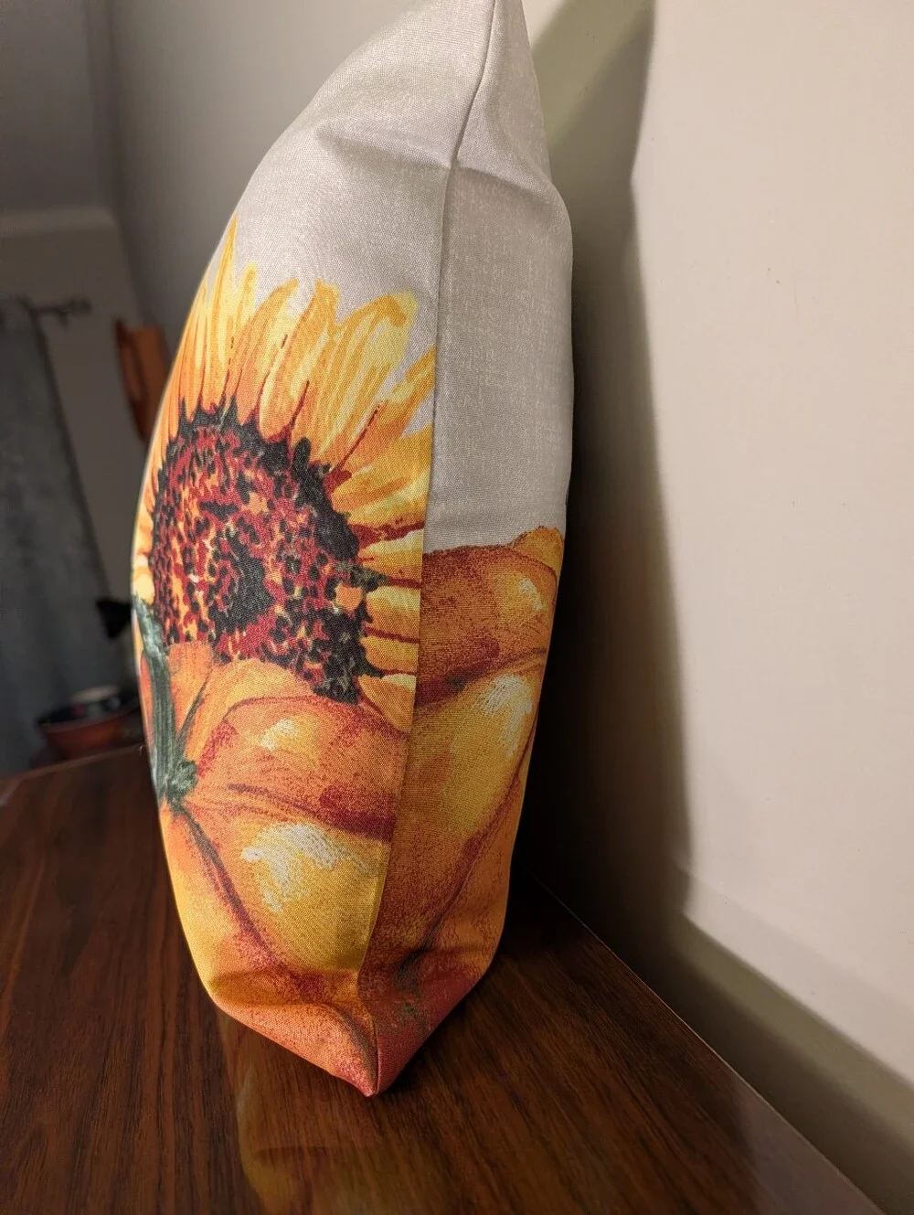 Fall Decorative Pillow with Pumpkin, Sunflower & Bird